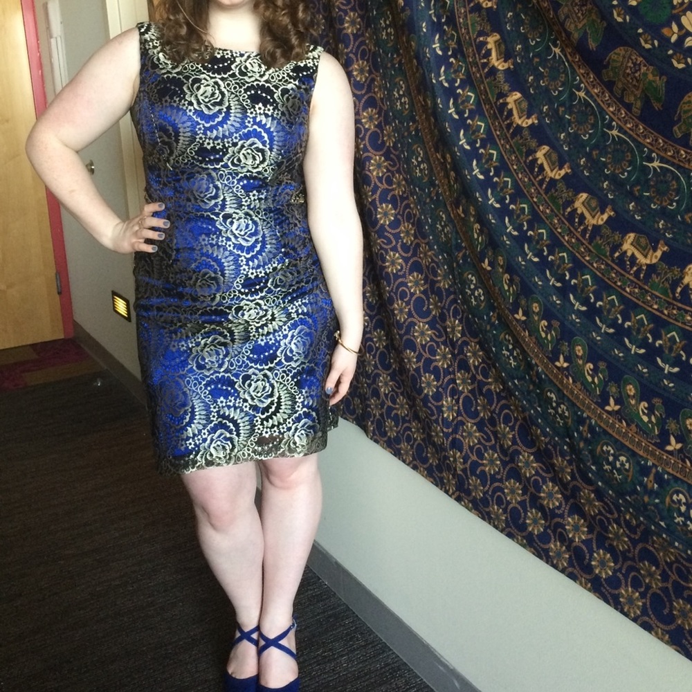 Blue and gold formal dress